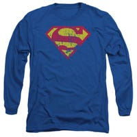 Superman Classic Logo Distressed Long Sleeve Shirt