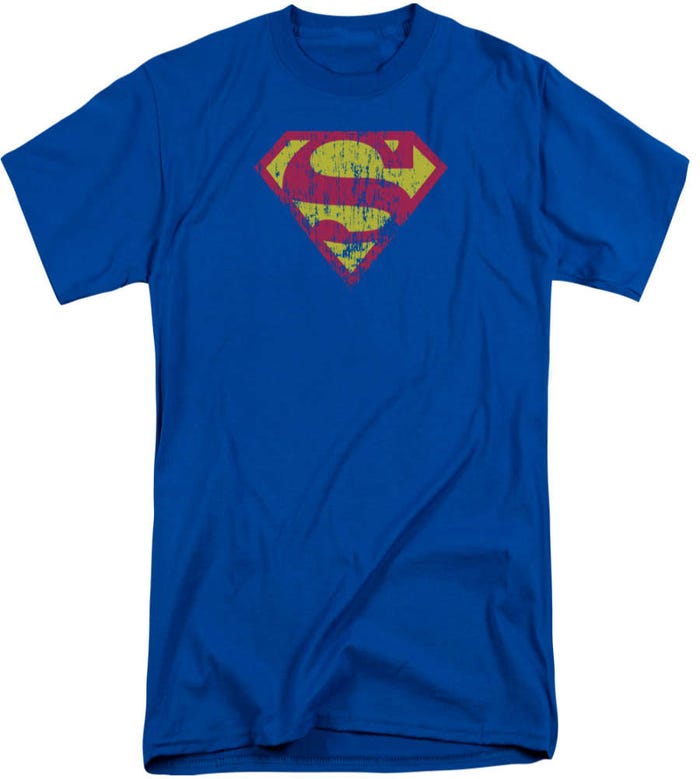 Superman Distressed Classic Logo Tall T-Shirt