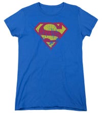 Superman Distressed Classic Logo Womens T-Shirt