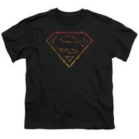 Superman Flame Outlined Logo Kids T-Shirt