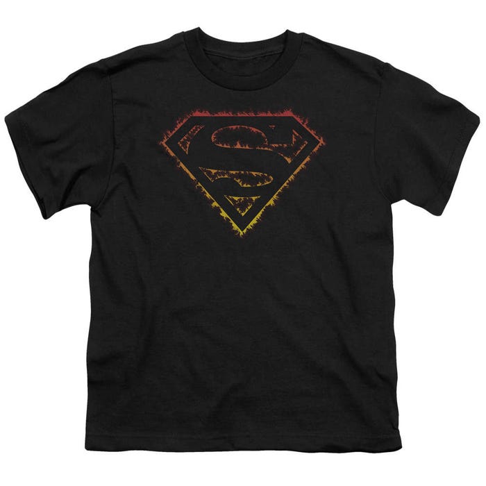 Superman Flame Outlined Logo Kids T-Shirt