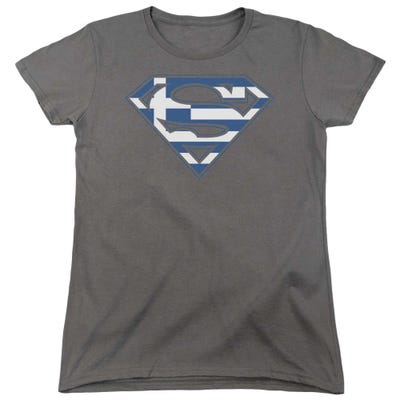 Superman Greek Shield Womens T-Shirt
