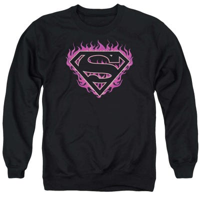 Superman Hot Pink Flames Shield Sweatshirt