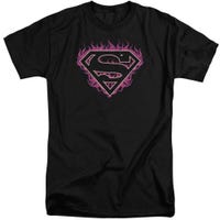 Superman Hot Pink Flames Shield Tall T-Shirt