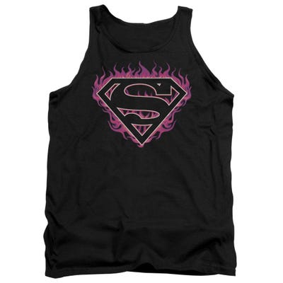 Superman Hot Pink Flames Shield Tank Top