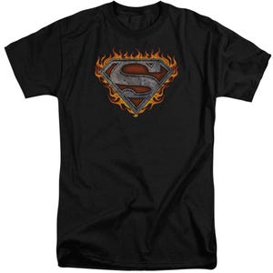 Superman Iron Fire Shield Tall T-Shirt