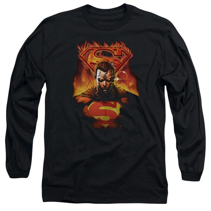 Superman Man On Fire Long Sleeve Shirt