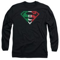 Superman Mexican Flag Shield Long Sleeve Shirt