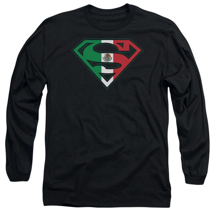 Superman Mexican Flag Shield Long Sleeve Shirt