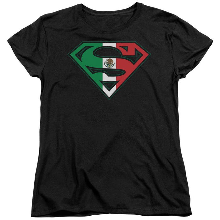 Superman Mexican Flag Shield Womens T-Shirt