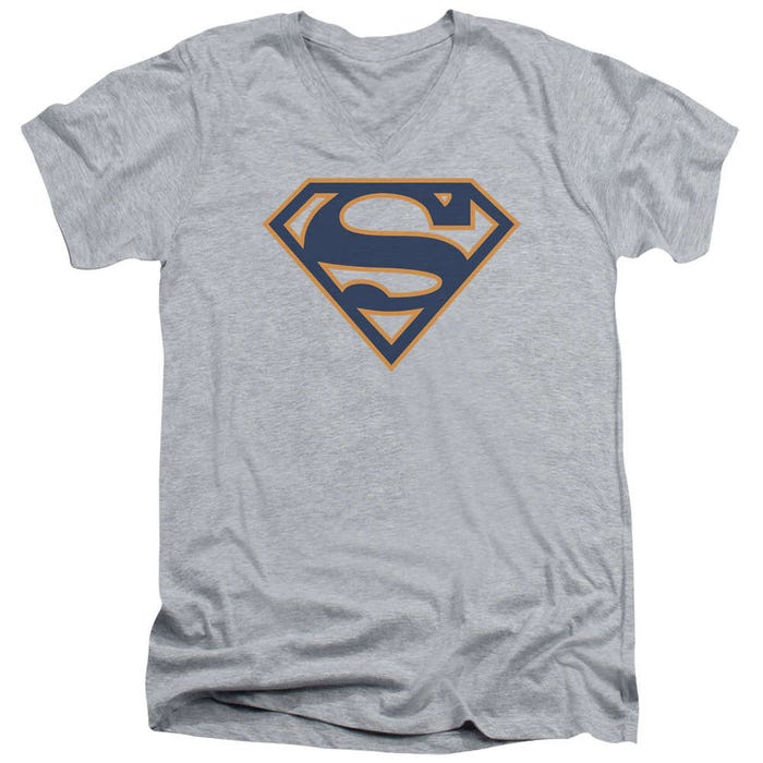 Superman Navy And Orange Shield V-Neck T-Shirt