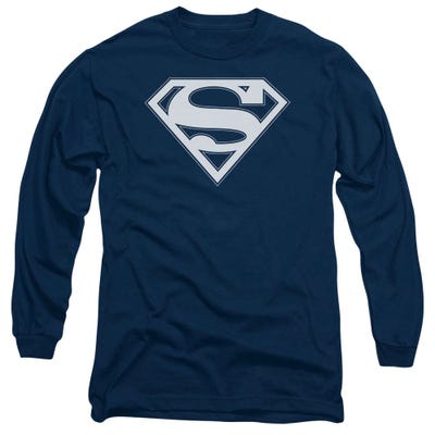 Superman Navy And White Shield Long Sleeve Shirt