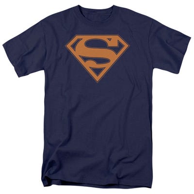 Superman Navy Shield Orange Accent T-Shirt
