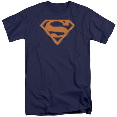 Superman Navy Shield Orange Accent Tall T-Shirt