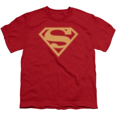 Superman Red And Gold Shield Kids T-Shirt