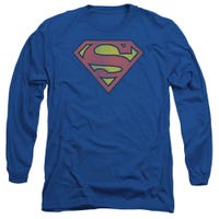 Superman Retro Logo Distressed Long Sleeve Shirt