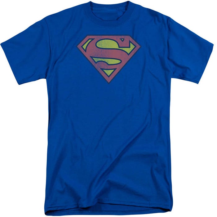 Superman Retro Logo Distressed Tall T-Shirt