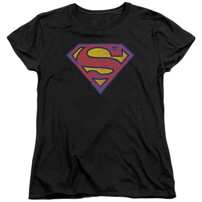 Superman Sm Neon Distress Logo Womens T-Shirt
