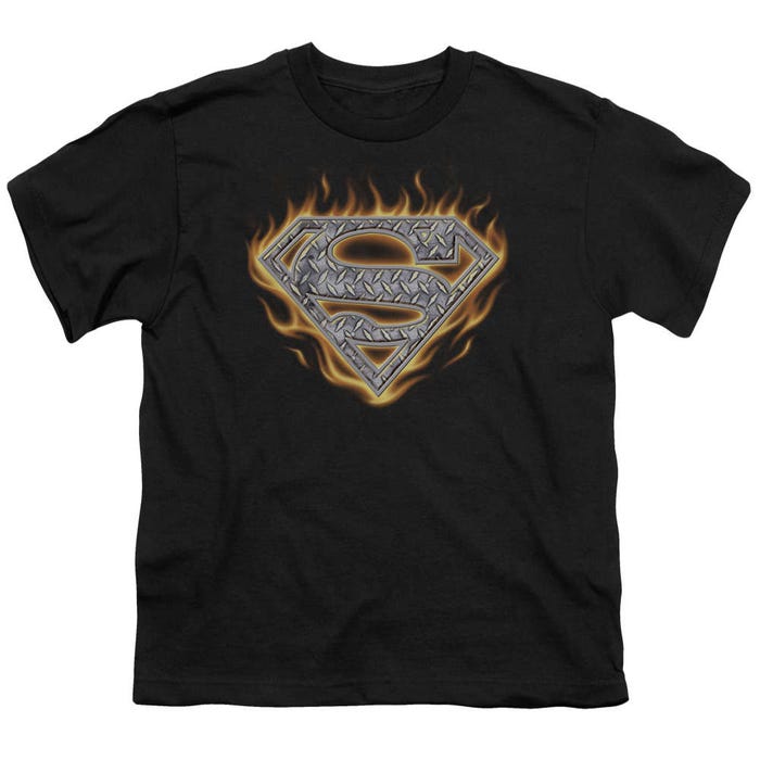 Superman Steel Fire Shield Kids T-Shirt
