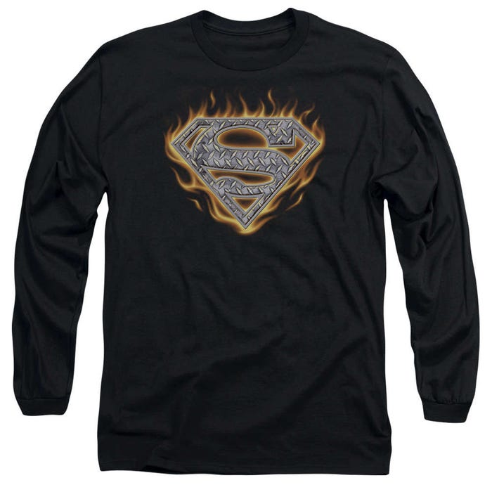 Superman Steel Fire Shield Long Sleeve Shirt