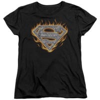 Superman Steel Fire Shield Womens T-Shirt