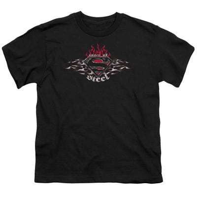 Superman Steel Flames Shield Kids T-Shirt