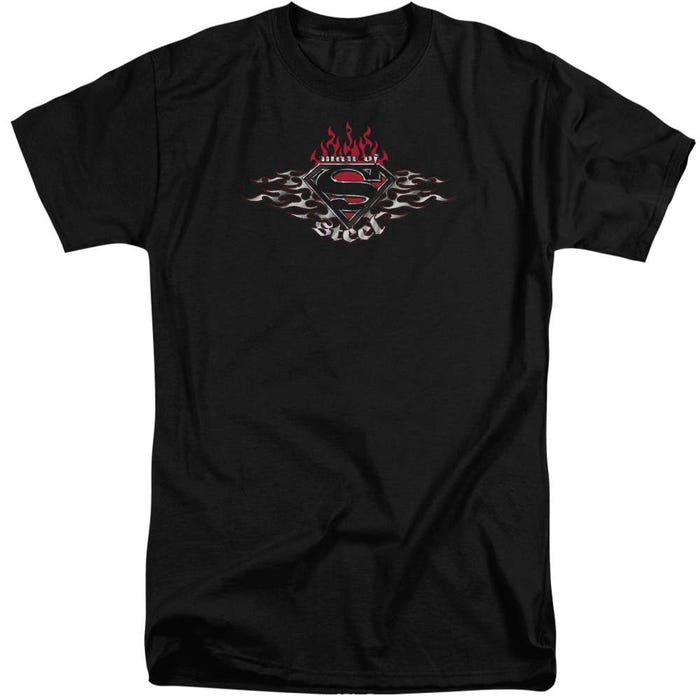 Superman Steel Flames Shield Tall T-Shirt