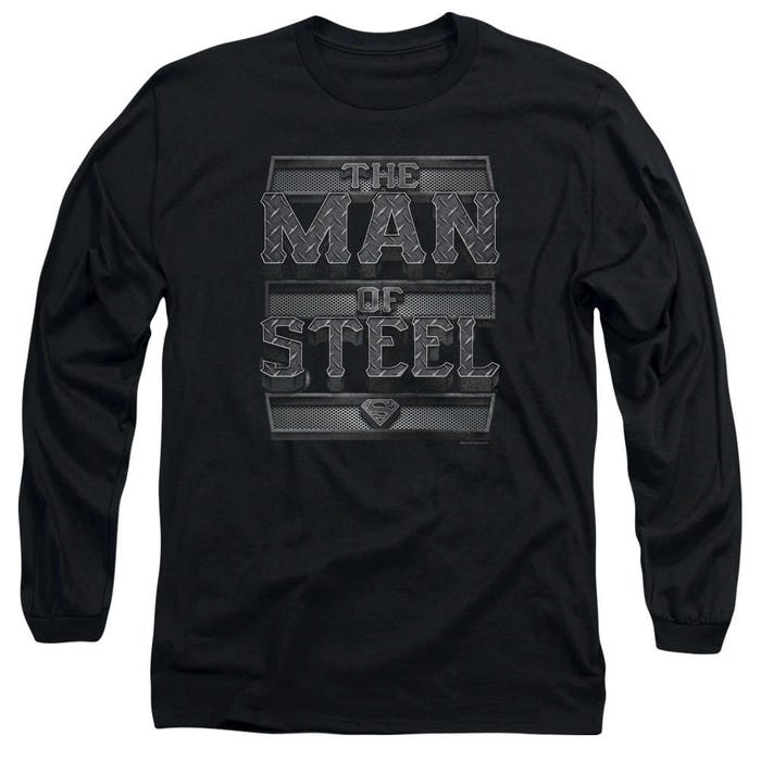 Superman Steel Text Long Sleeve Shirt