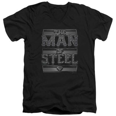 Superman Steel Text V-Neck T-Shirt