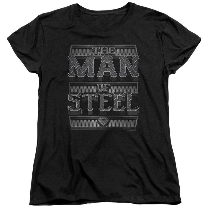 Superman Steel Text Womens T-Shirt