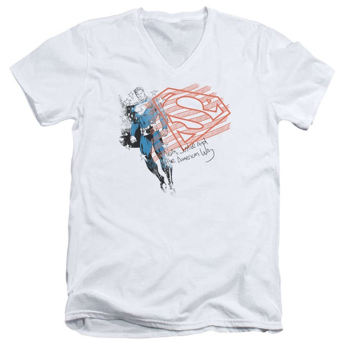 Superman Super American Flag V-Neck T-Shirt