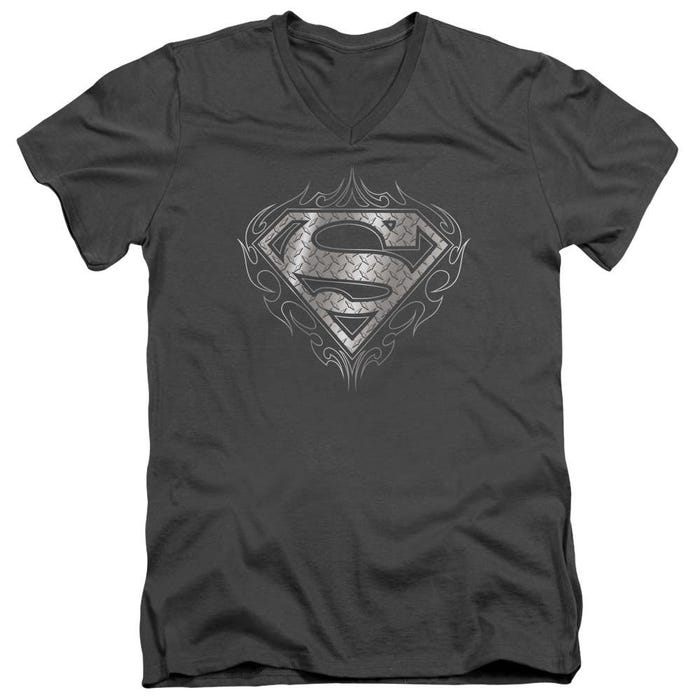 Superman Tribal Steel Logo V-Neck T-Shirt