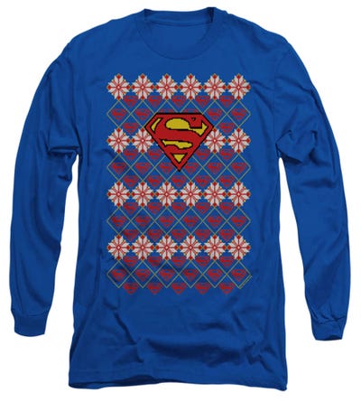 Superman Ugly Christmas Sweater Long Sleeve Shirt