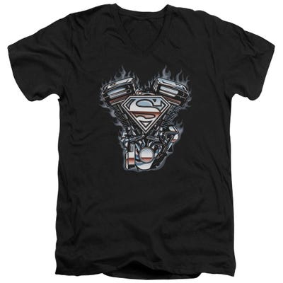 Superman V Twin Logo V-Neck T-Shirt