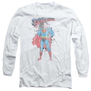 Superman Vintage Ink Splatter Long Sleeve Shirt