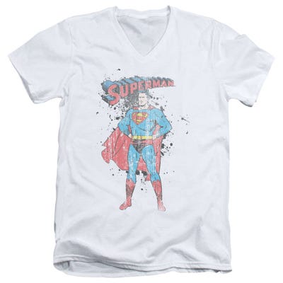 Superman Vintage Ink Splatter V-Neck T-Shirt