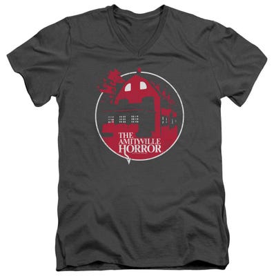 The Amityville Horror Red House Circle Logo V-Neck T-Shirt
