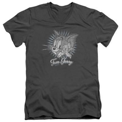 Tom And Jerry - Classic Pals Charcoal V-Neck T-Shirt