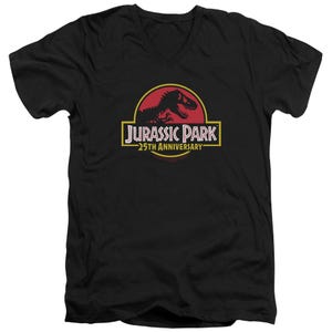 25TH ANNIVERSARY LOGO OF JURASSIC PARK V-Neck T-Shirt