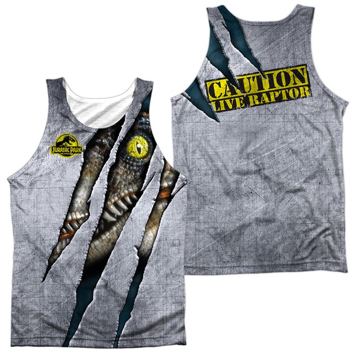 Caution Live Raptor Jurassic Park Front & Back Sublimation Tank Top