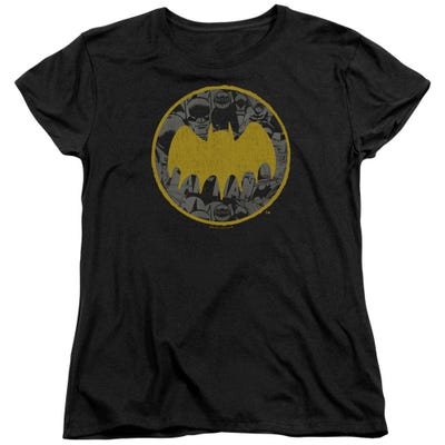 Vintage Batman Symbol Collage Womens T-Shirt