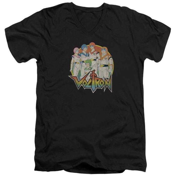 Voltron Retro Group Up Logo V-Neck T-Shirt