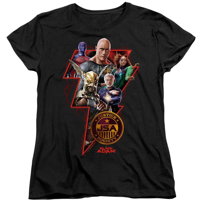 BLACK ADAM CHARACTER BOLT Womens T-Shirt