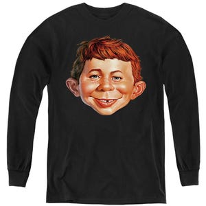 Mad Alfred Head Kids Long Sleeve Shirt