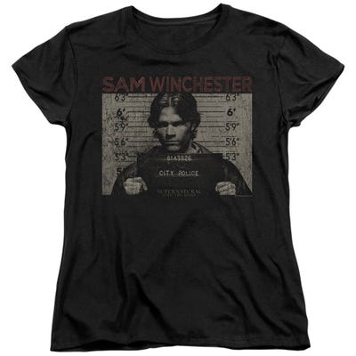 Supernatural Sam Mug Shot Womens T-Shirt