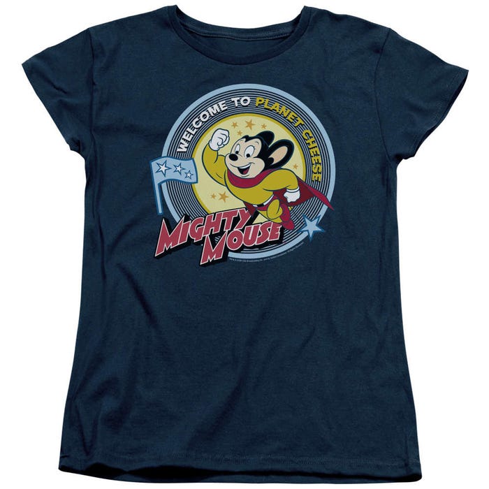 Welcome to Planet Cheese Mighty Mouse Flag Womens T-Shirt