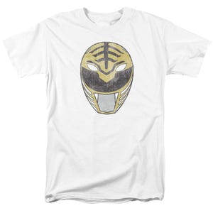 White Ranger Mask Power Rangers  T-Shirt