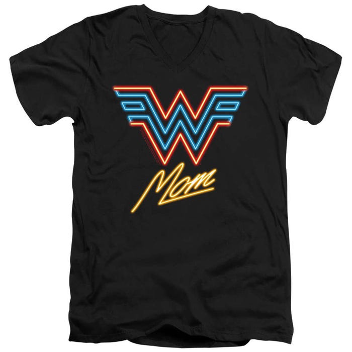 Wonder Woman Mom Neon V-Neck T-Shirt