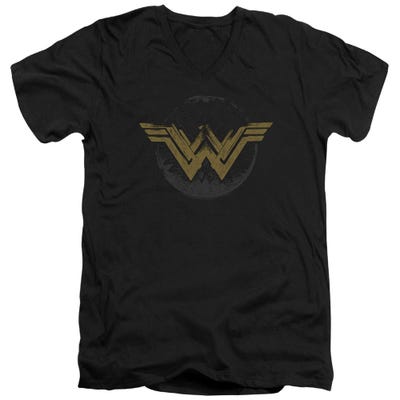 Wonder Woman Movie Distressed Logo V-Neck T-Shirt