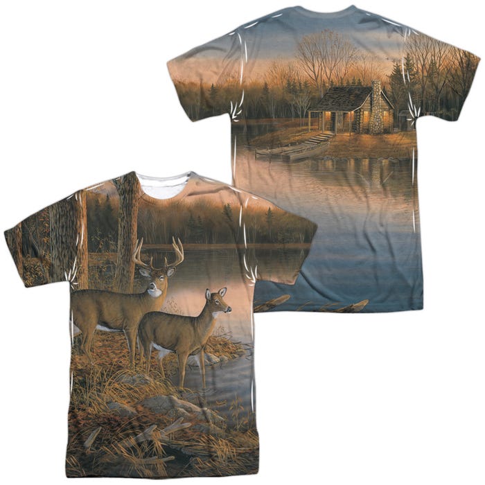 TRANQUIL EVENING DEER WILDERNESS DEER Front & Back Sublimation T-Shirt